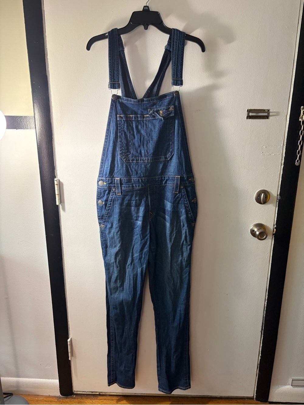 True Religion Dark Blue Denim Overalls Jumpsuit